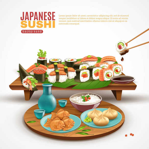 Fondo de sushi japonés
 - Vector, imagen