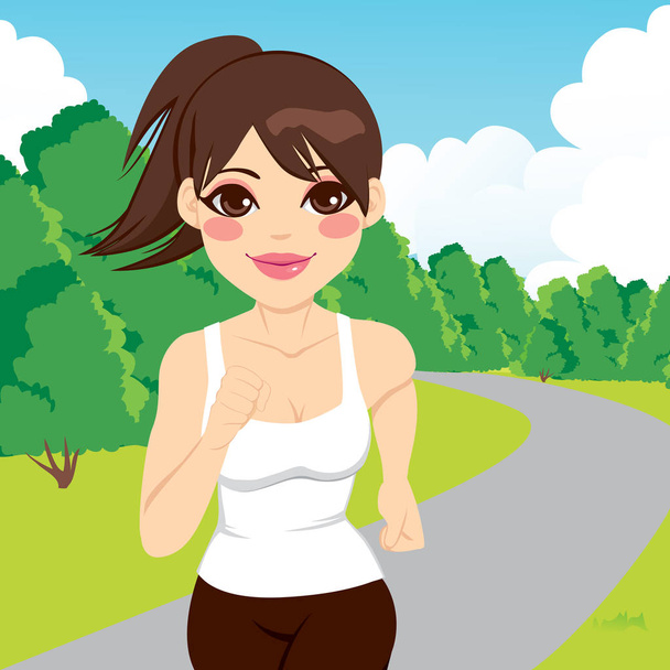 Jogging Woman Running In Park - Vector, imagen