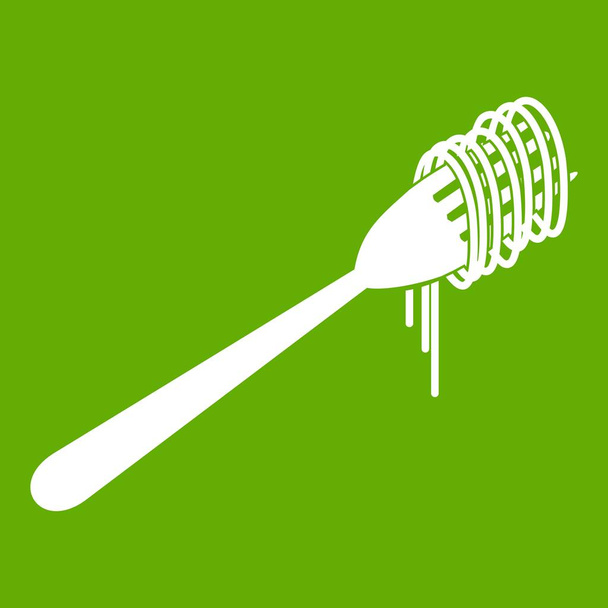 Spaghetti on a fork icon green - Vecteur, image