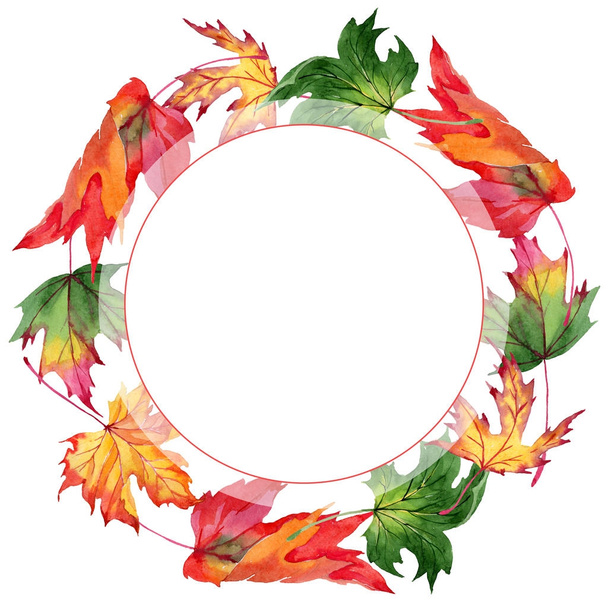 Maple leaves wreath in a watercolor style. - Foto, imagen