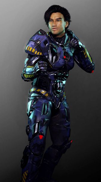 CGI Illustration of Male Space Marine in Armor - Foto, afbeelding