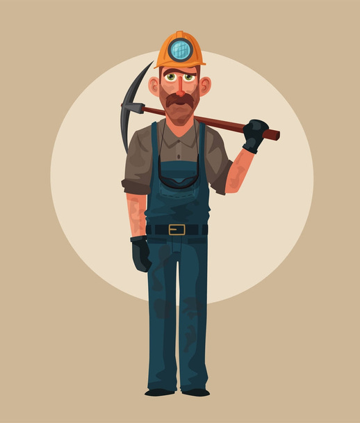 Coal mining. Miner character and tools. Cartoon vector illustration - Vektor, obrázek