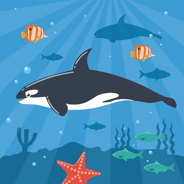 Illustration of Killer Whale Underwater - Wektor, obraz