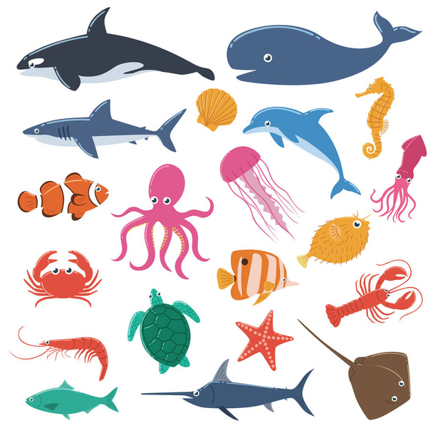 Set of Sea Animals - Vector, Image