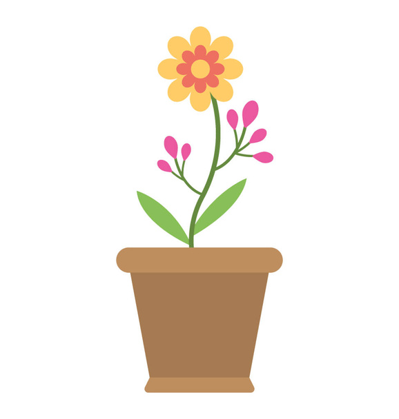 A pot with a beautiful color flower inside it - Vector, Image
