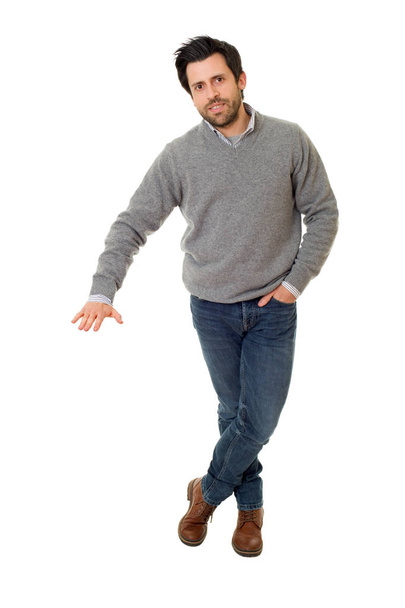 casual man full body in a white background - Photo, Image