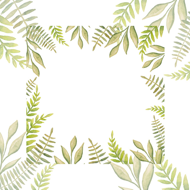 schöne abstrakte grüne Blätter mit Aquarellschminke bemalt  - Foto, Bild