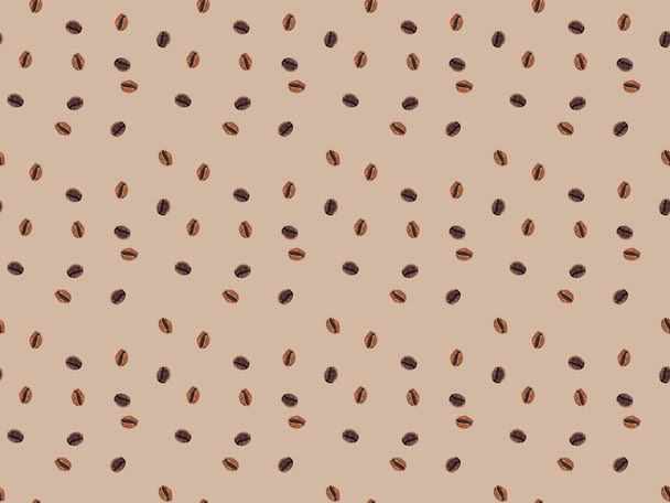 top view of seamless pattern made from coffee beans isolated on brown - Photo, image