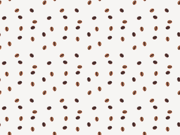 top view of seamless pattern made from coffee beans isolated on white  - Foto, Bild