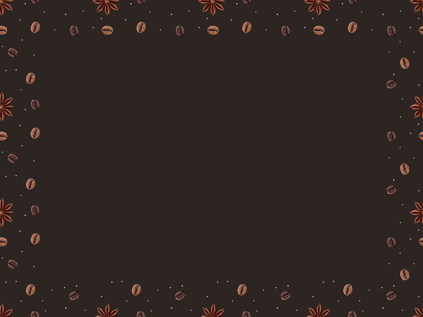 Szemes kávé készült keret és ánizs csillag barna elszigetelt felülnézet  - Fotó, kép