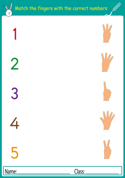 збігаються пальці з правильними номерами, математичною таблицею для дитячого садка
 - Вектор, зображення