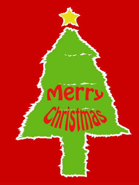 tarjeta de árbol de Navidad de papel desgarrado
 - Vector, Imagen