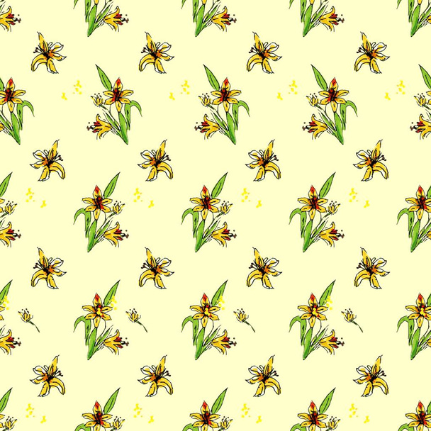 Watercolor semless pattern with flowers - Photo, Image