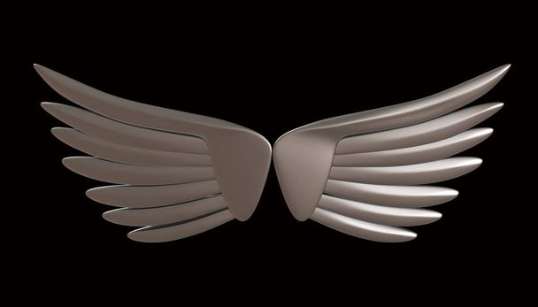 Metalen vleugels 3D-rendering - Foto, afbeelding