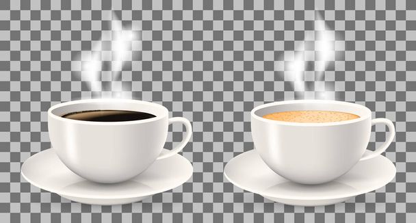 Due tazze calde di caffè con vapore sui piattini
. - Vettoriali, immagini