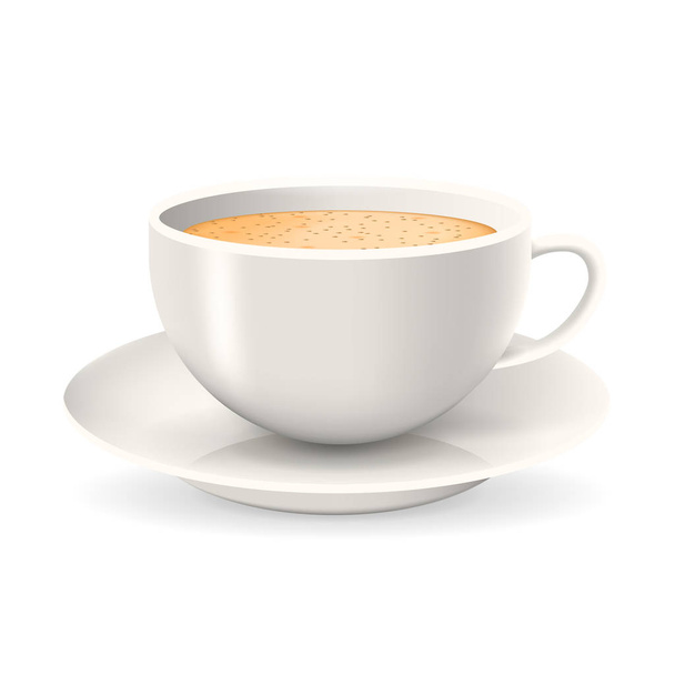 Realistic cup of coffee on saucer. - Vector, Image