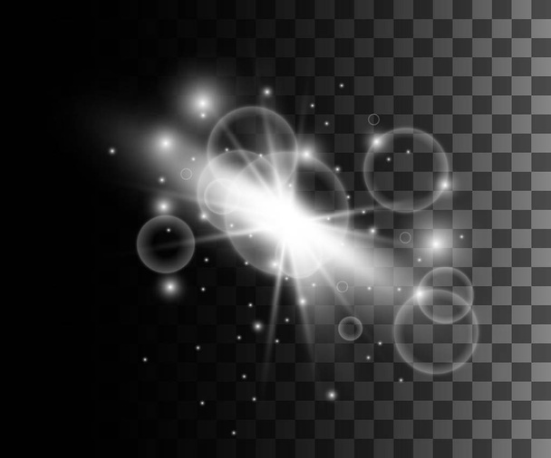 Neon wit bokeh effect Gloed verlichting illustratie met deeltjes decoratie geïsoleerd op de transparante achtergrond websitepagina en mobiele app ontwerp. - Vector, afbeelding