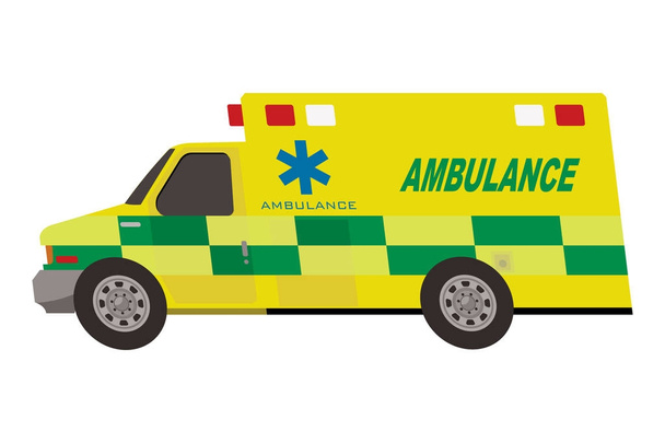 gelber Krankenwagen isoliert o weißer Hintergrund - Vektor, Bild