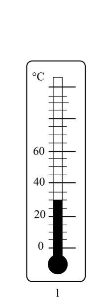 Hőmérő ikonra. Vektor. Celsius skála. hideg és meleg hőmérséklet mérésére. 25 Celsius fok - Vektor, kép