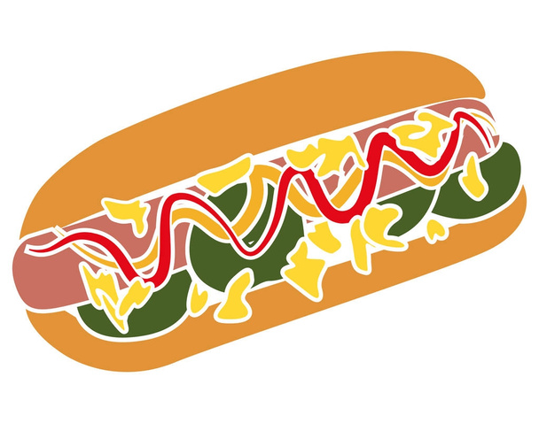 Hot-Dog ikona kolorowy piktogram - Wektor, obraz