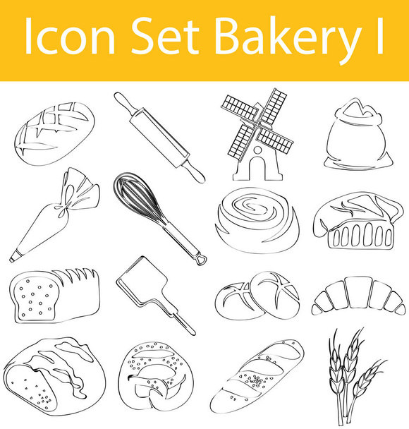 Set de iconos forrados Doodle dibujado Panadería I
 - Vector, imagen