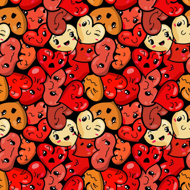 Fondo de corazón sin costuras con emoji para el día de San Valentín
 - Vector, imagen