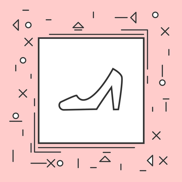High Heel Shoes Icon Thin Line In Pink Frame - Vector, imagen