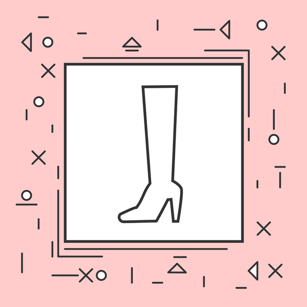 High Boots Icon Thin Line In Pink Frame - ベクター画像
