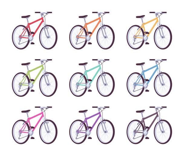 Set of sport bicycles in different colors - Vettoriali, immagini