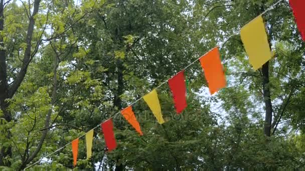 Decorative garlands of colorful rectangular flags - Footage, Video
