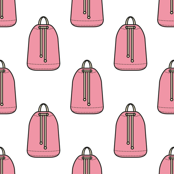 Seamless pattern with backpack, minimal line art style, vector - Wektor, obraz