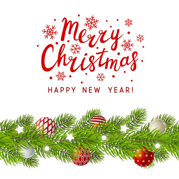 Christmas tree branches border with place for Your text - Vector, Image