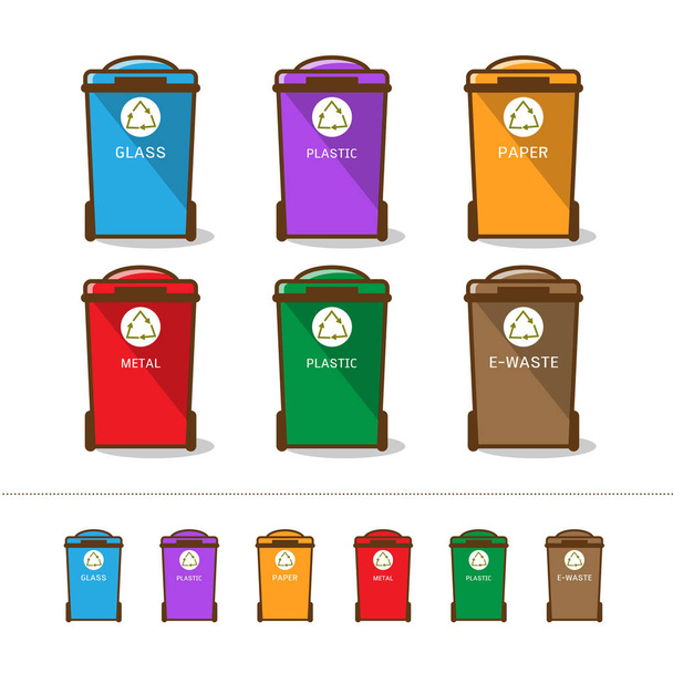 Ilustración de vectores de papelera de reciclaje coloreado
 - Vector, Imagen