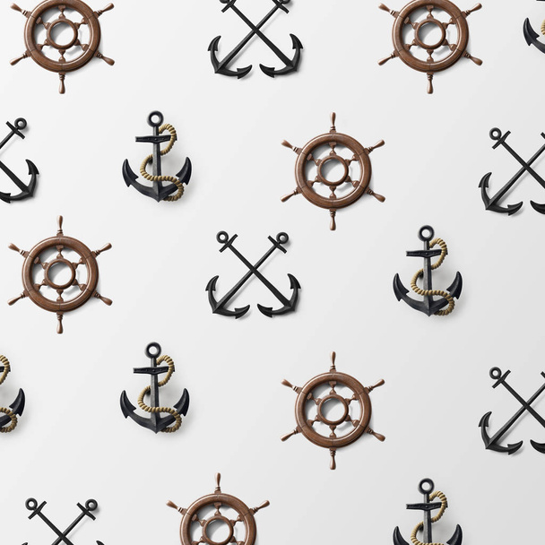 seamless pattern with anchors   - Photo, Image