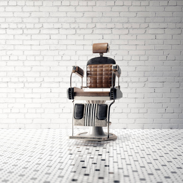 sedia barbiere classico in pelle su sfondo muro di mattoni
  - Foto, immagini
