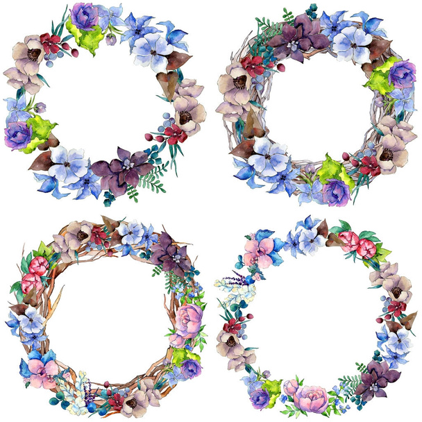 Flower composition wreath  in a watercolor style. - Fotografie, Obrázek