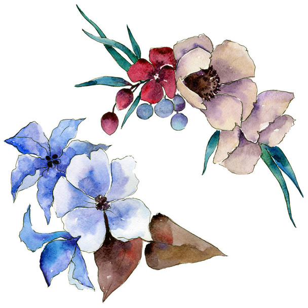 Σύνθεση λουλουδιών σε στυλ υδροχρώματος απομονωμένες. - Φωτογραφία, εικόνα
