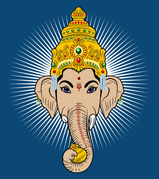 Az indiai istenség Ganesha portréja - Vektor, kép