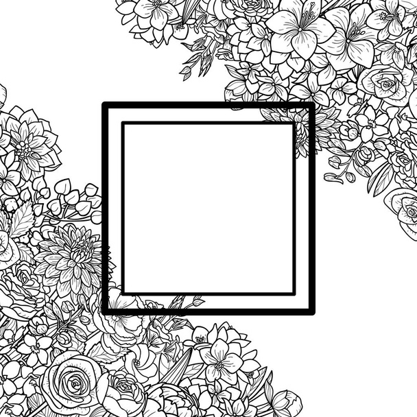 Garden Flowers Frame - Vector, afbeelding