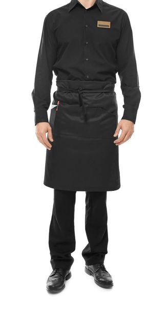 Waiter in black apron on white background - 写真・画像