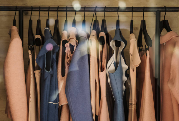 Fashionable clothes in a boutique store in Paris - Foto, imagen