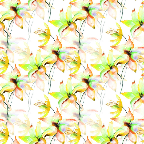 Seamless wallpaper with Lily flowers - Photo, Image
