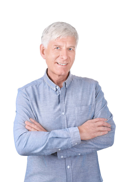 Portrait of mature man on white background - Valokuva, kuva