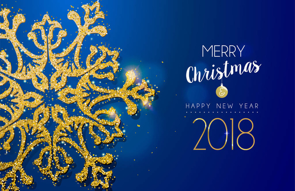 Χριστούγεννα και νέο έτος 2018 glitter χρυσό νιφάδα χιονιού - Διάνυσμα, εικόνα
