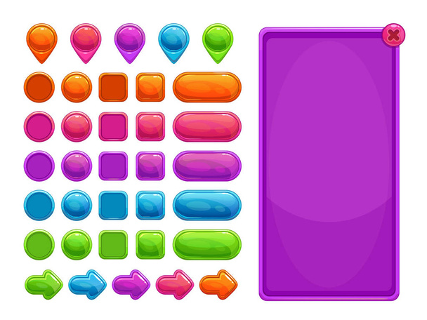 Cute colorful abstract assets for game or web design. - Vector, imagen