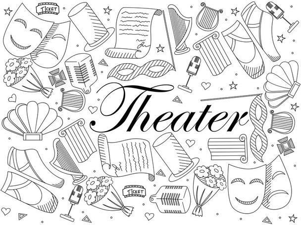 Theater line art design vector illustration - Vector, Image