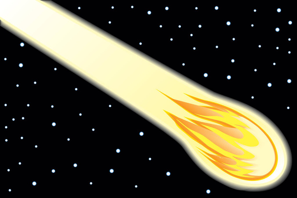 Метеор в ночном небе
 - Вектор,изображение