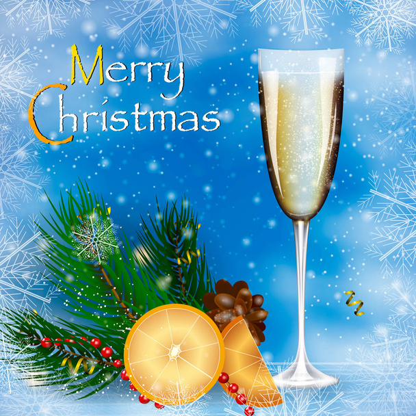 Naturalistic glass with festive champagne - Vector, Image
