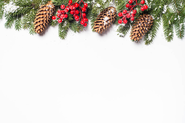Christmas background. with fir tree and decorations. - Photo, Image