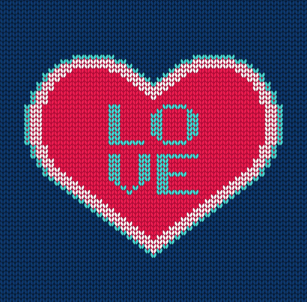 Knitted heart. Vector seamless pattern for sweater. - Vektor, obrázek